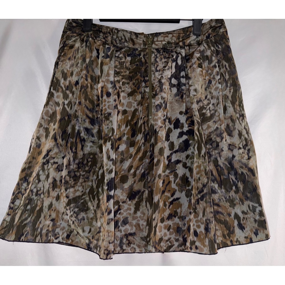 Pink Tartan Animal Print Pleated Mini Skirt Green Tan Size 4 Made in Canada - Picture 2 of 9